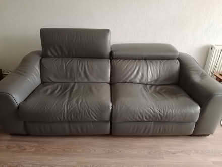 Photo of free Grey leather 3 seater sofa (Bromley Cross BL7) #1