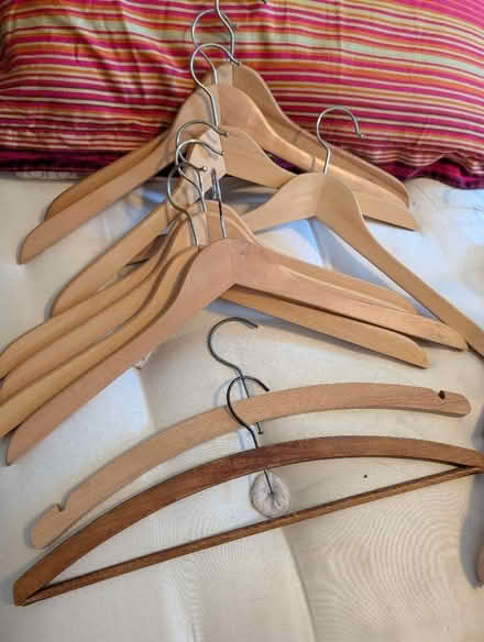 Photo of free 32 wooden coathangers (Skerton LA1) #2