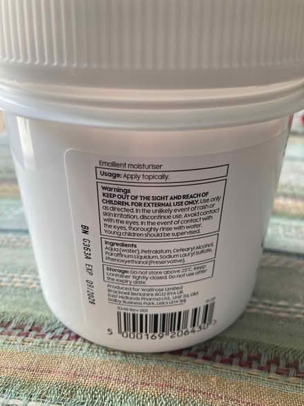 Photo of free Open tub of aqueous cream (Wymondham NR18) #2