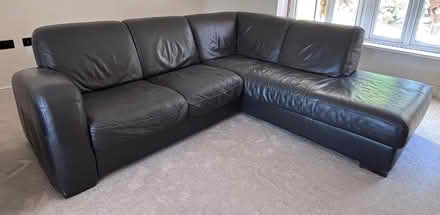 Photo of free Brown Leather Left Sided Corner Sofa (Wymondham NR18) #1