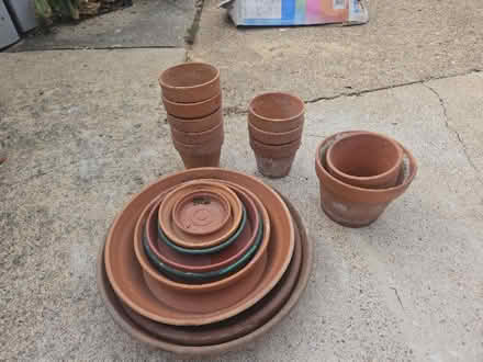 Photo of free Clay pots & saucers (Overland Rock Road & Brown) #2