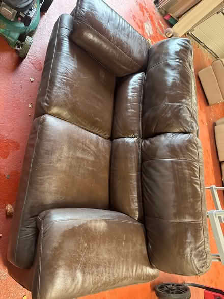 Photo of free 2 seater leather sofa (Bd20 8pb) #1