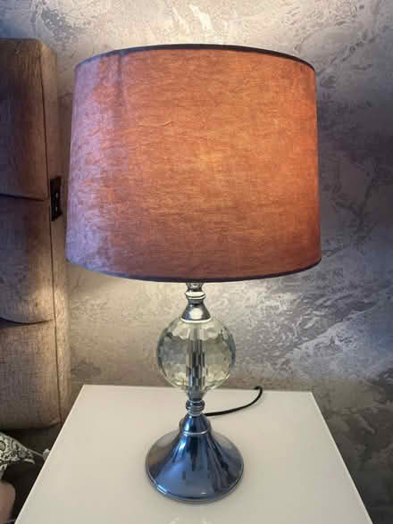 Photo of free Glass lamp with pink shade (Liverpool L10) #2