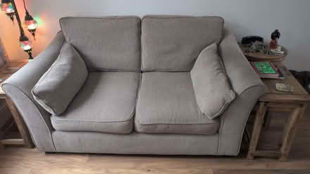 Photo of free Textured woven brown and beige two seater sofa (Sowerby YO7) #1