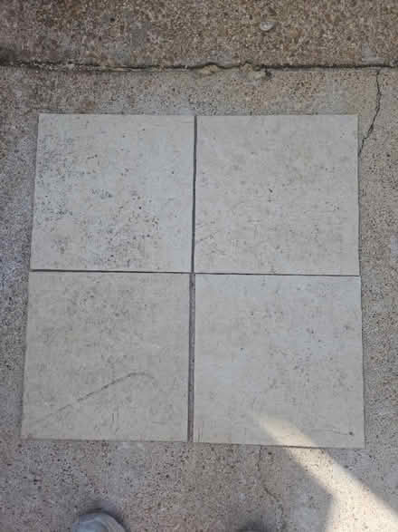 Photo of free 4 - 12" x 12" beige tiles (Overland Rock Road & Brown) #1