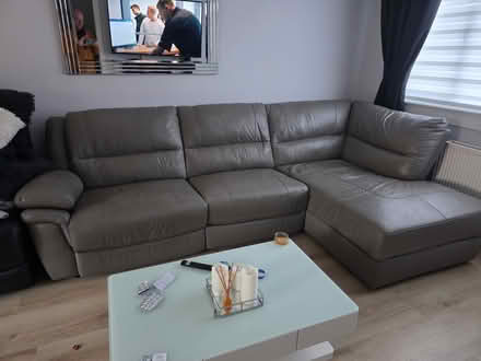 Photo of free Grey leather corner sofa (Clydebank) #1