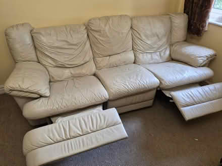 Photo of free Cream leather 3 seater sofa (Broseley TF12) #2