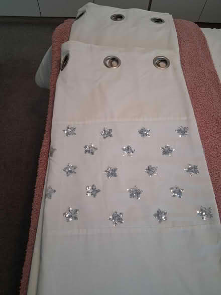 Photo of free White and silver blackout curtains (SK2 5LH) #1