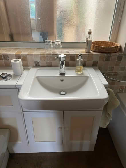 Photo of free White ceramic basin and chrome tap (Ferry Landing NE43) #1