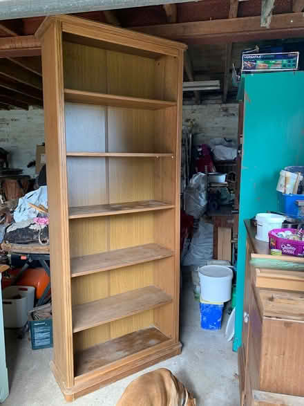 Photo of free Tall wooden bookcase shelving unit (IP9 Tattingstone IP9) #1