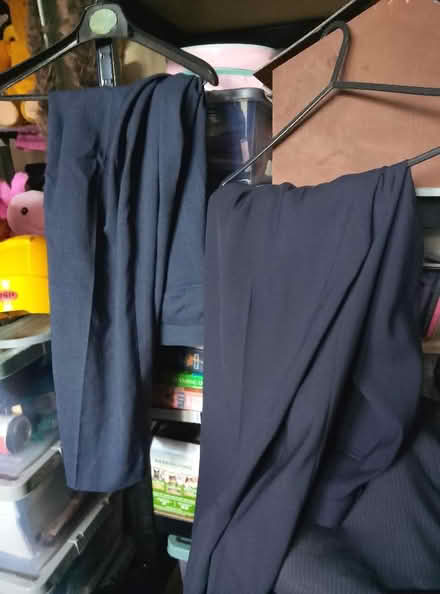 Photo of free Two pairs navy suit trousers, one with slight blue check (Broomridge FK7) #1