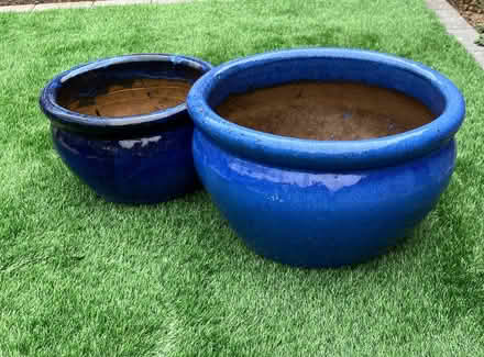 Photo of free 2 Heavy Blue Garden Planters (Chantry IP2) #1