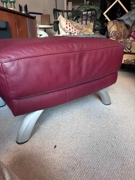 Photo of free Leather footstool with metal feet (Shipley BD18) #2