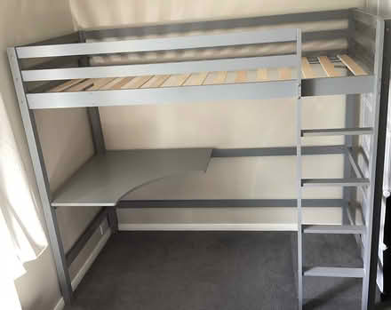 Photo of free Wooden bunk bed with desk (LE11) #1
