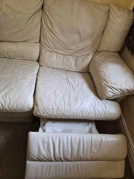 Photo of free Cream leather 3 seater sofa (Broseley TF12) #3