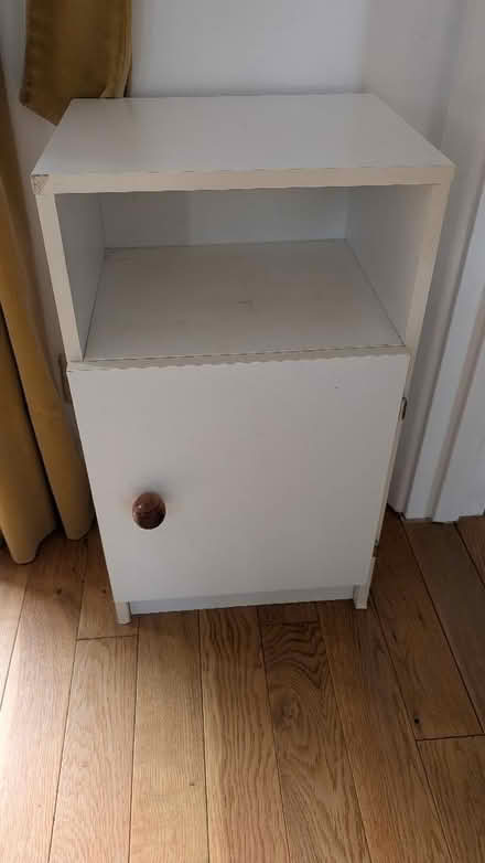 Photo of free Little white melamine bedside cabinet (Gorse Hill GU22) #1