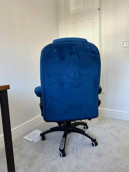 Photo of free Blue velvet office swivel chair (Berrylands KT5) #2
