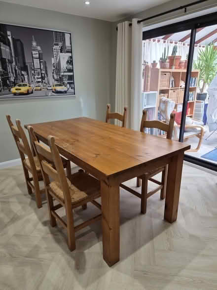 Photo of free Solid pine dining table & 4 chairs (Compton Acres NG2) #4