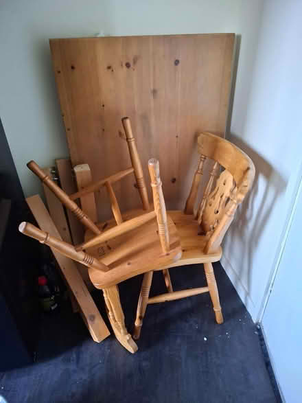 Photo of free 4 pine chairs and table (Lancaster,la12rn) #1