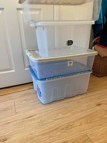 Photo of free Four lidded large plastic tubs (Leckhampton GL50) #1