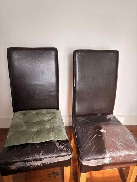 Photo of free Four leather chairs + two cushions (Jericho Oxford OX2) #2