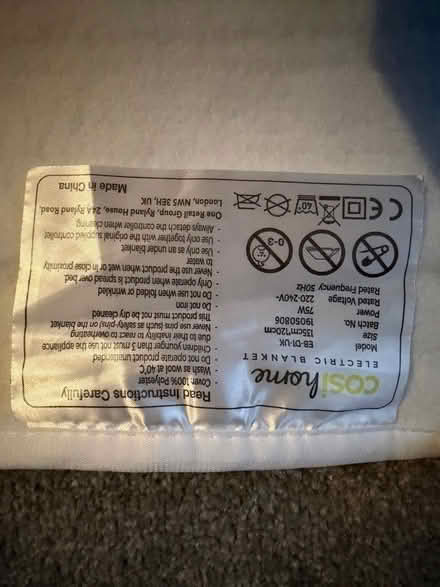 Photo of free Electric underblanket, 135 x 120cm (Cosi Home) (Highbury N7) #3