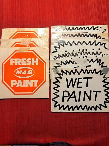 Photo of free 9 "Wet Paint" signs (69th Street, Upper Darby) #1