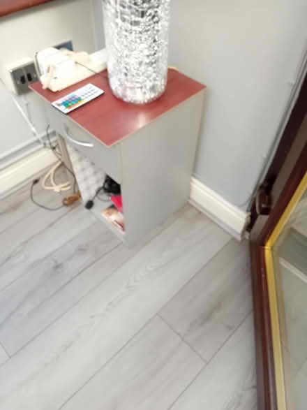 Photo of free Grey sofa 3 seater 2 x armchairs 1x cabinet 1x desk top ligh (Woodside Industrial Estate LU5) #3