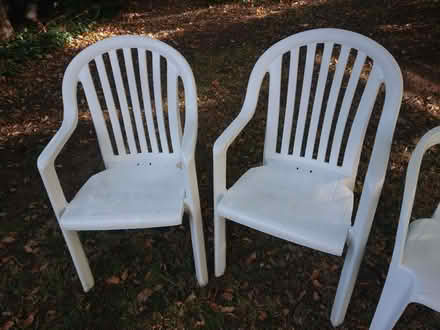 Photo of free 6 garden chairs, white plastic (Copt Hewick HG4) #2