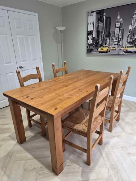 Photo of free Solid pine dining table & 4 chairs (Compton Acres NG2) #1