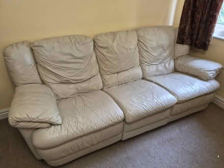 Photo of free Cream leather 3 seater sofa (Broseley TF12) #1
