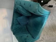 Photo of free Chair: Teal velvet Chesterfield-style love seat (Croham CR0) #2