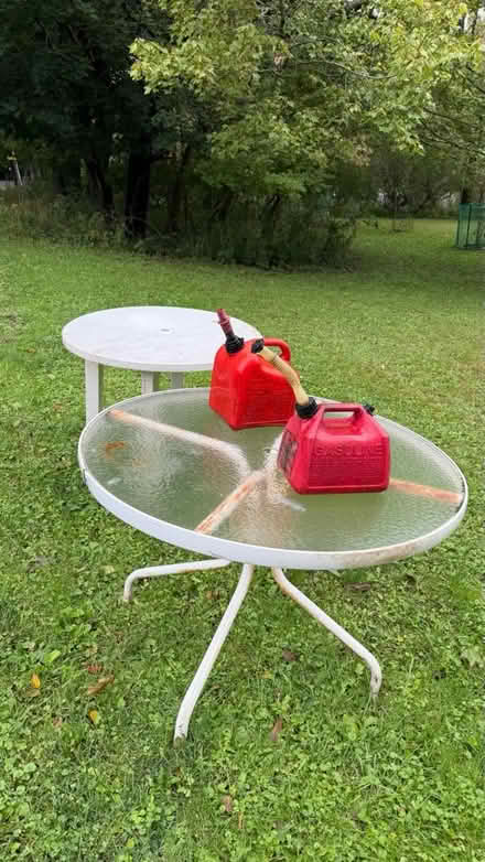 Photo of free Two tables and two empty gas cans (Center Valley PA) #1
