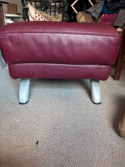 Photo of free Leather footstool with metal feet (Shipley BD18) #1