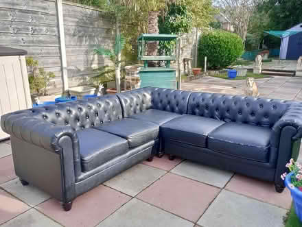 Photo of free Black faux leather corner sofa (Cadishead M445HB) #2