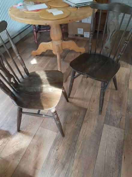 Photo of free 2 dark wood dining chairs (West Hallam DE7) #1