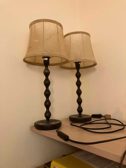 Photo of free Two matching black wooden table/ bedside lights (Southmoor OX13) #1