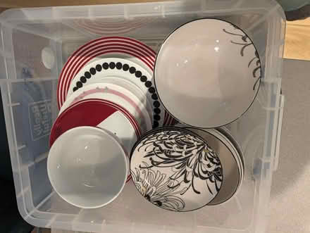 Photo of free Assorted red and black plates and bowls (Canonbury N1) #1
