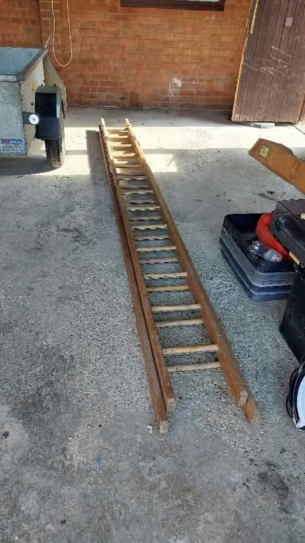Photo of free Long extending wooden ladder (Flitton MK45) #1