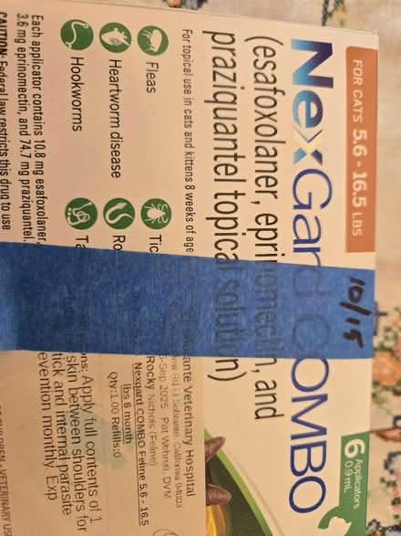 Photo of free 4 doses NexGard Combo for Cats (El Sobrante) #1