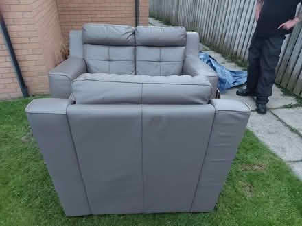 Photo of free Grey Italian Leather Sofa (Orbiston ML4) #3