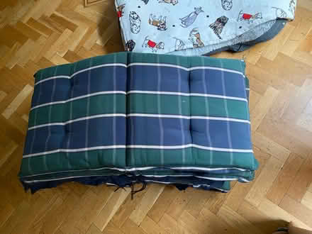 Photo of free 10 x Tartan outdoor Cushions (N14 Oakwood Park) #1