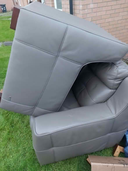 Photo of free Grey Italian Leather Sofa (Orbiston ML4) #3
