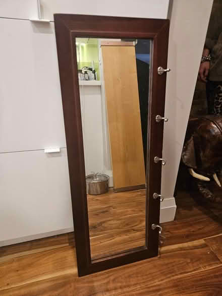 Photo of free Wood frame mirror with hooks (Leslieville) #1