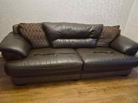 Photo of free Brown leather suite (Barnsley S75) #1