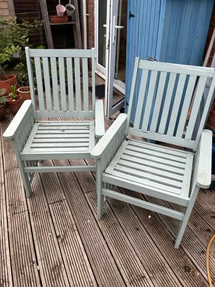 Photo of free Garden chairs solid wood (Barton le Clay MK45 4QJ) #1