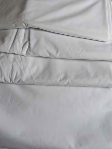 Photo of free Double white flat bed sheets X 10 (Burnham) #1