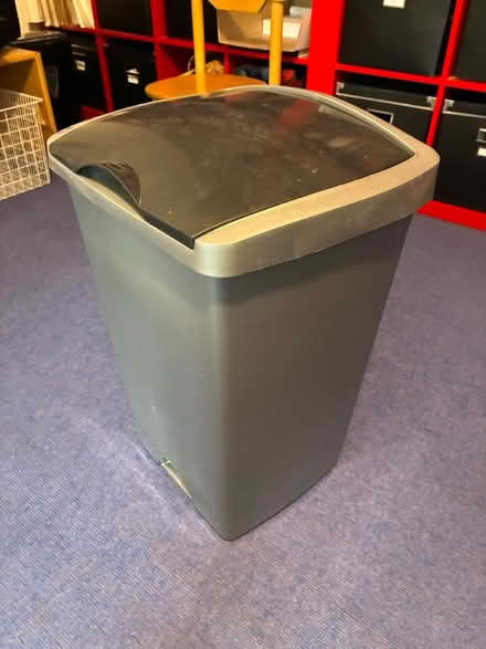 Photo of free Silver and black bin with lid (Chiswick London W4) #1