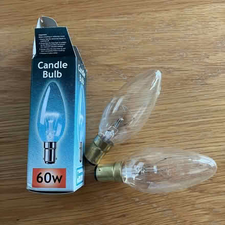 Photo of free 2 x 60W bulbs (incandescent), small bayonet fitting, new. (Hornsey N8) #1