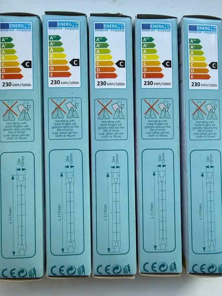 Photo of free Five 117mm linear R7s cap bulbs - 230W 240V 2700K Warm White (Clarkston G76) #2